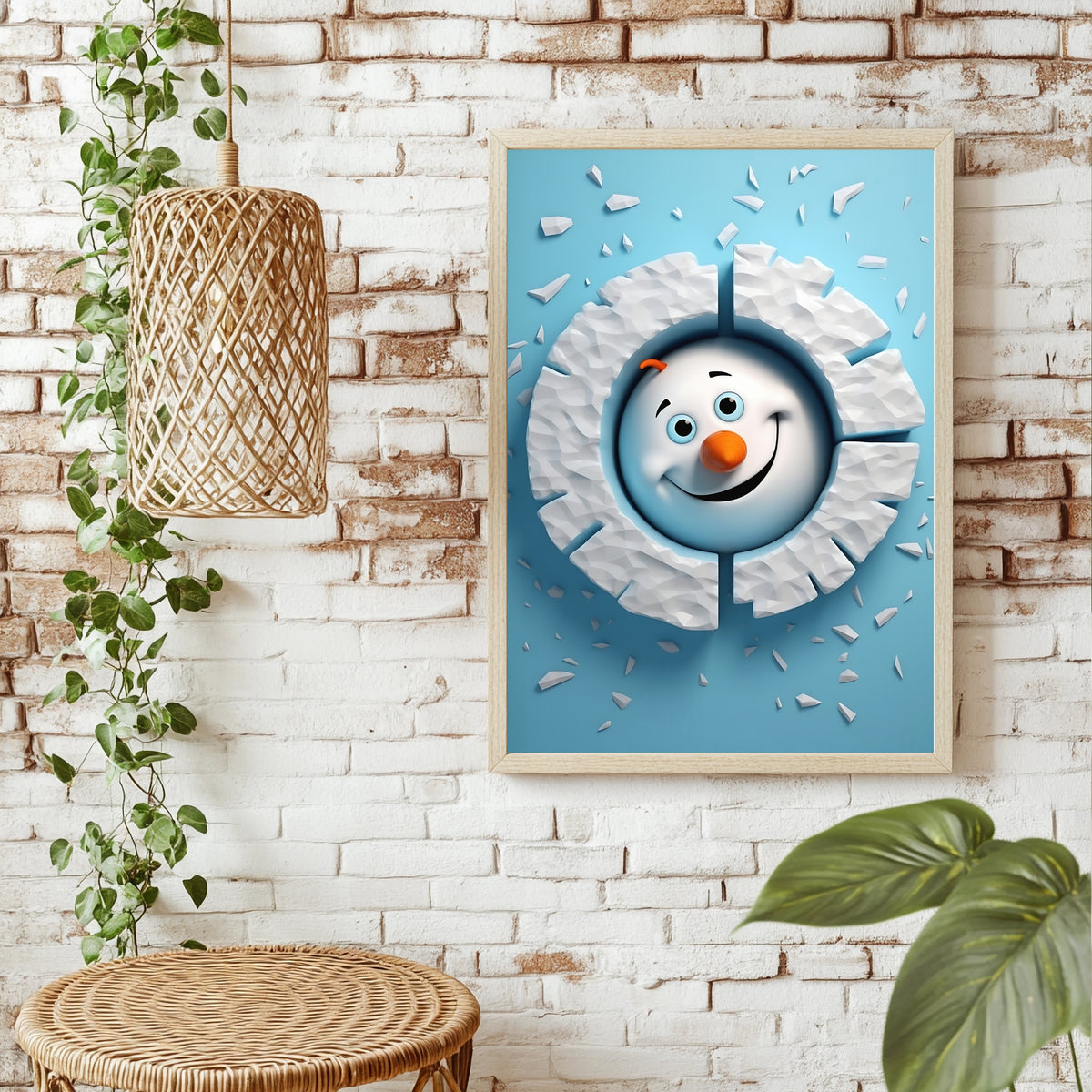 Schneemann im Eisloch Poster – Raumansicht 1