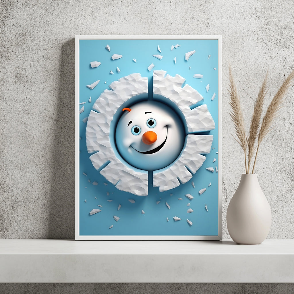 Schneemann im Eisloch Poster – Raumansicht 2