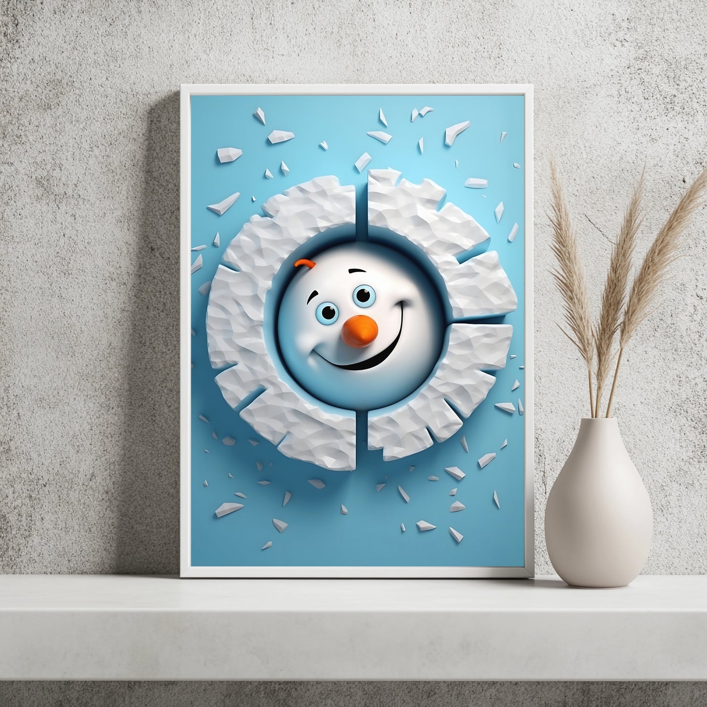 Schneemann im Eisloch Poster – Raumansicht 2