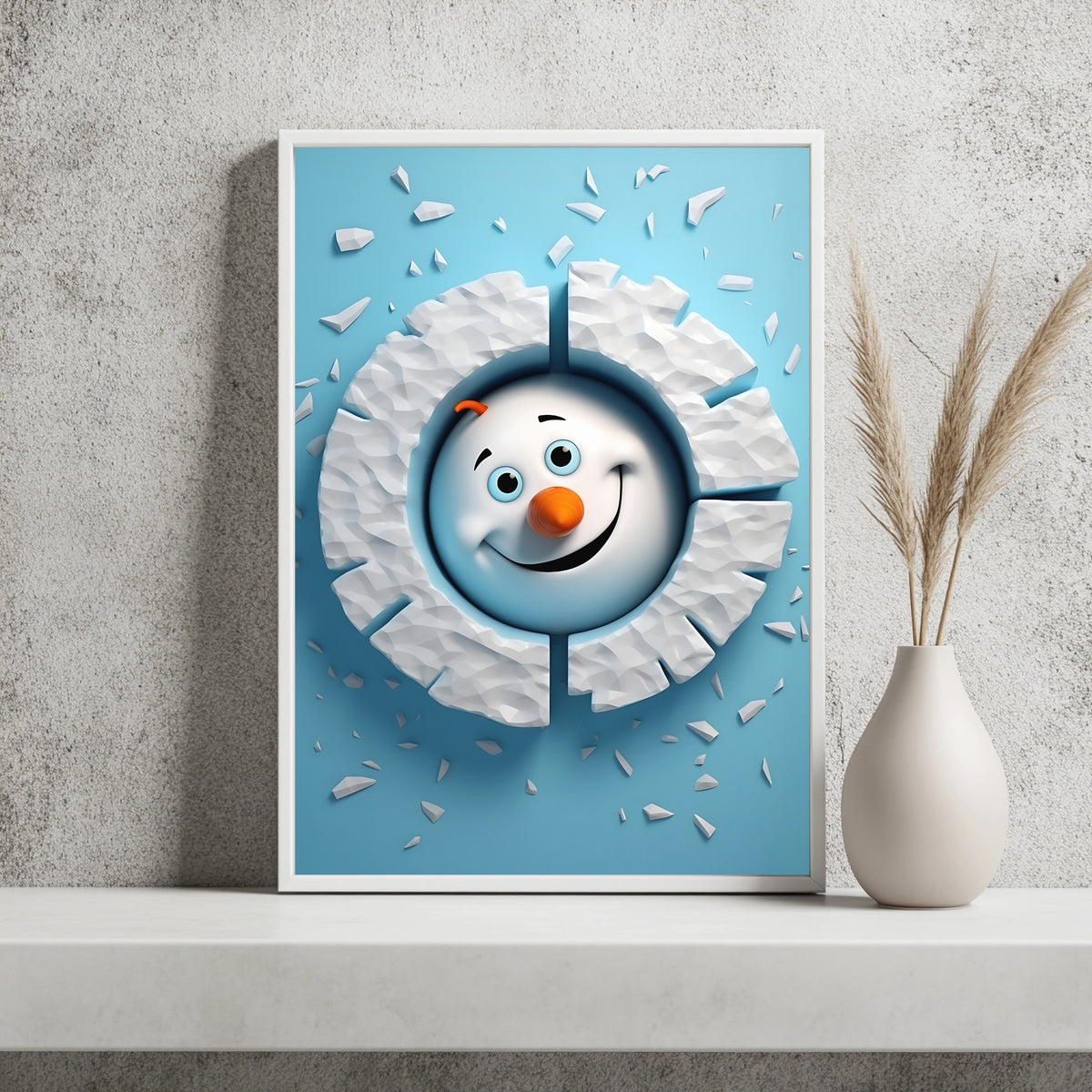 Schneemann im Eisloch Poster – Raumansicht 2