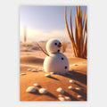 Kleiner Schneemann im Sand Poster – Freisteller