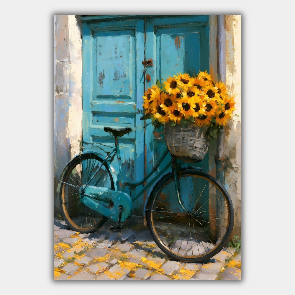 Fahrrad Sonnenblumen Mediterran Poster – Produktansicht 1
