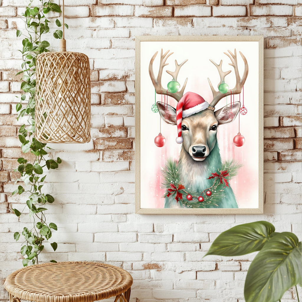 Weihnachtsrentier mit Schmuck Poster – Raumansicht 1
