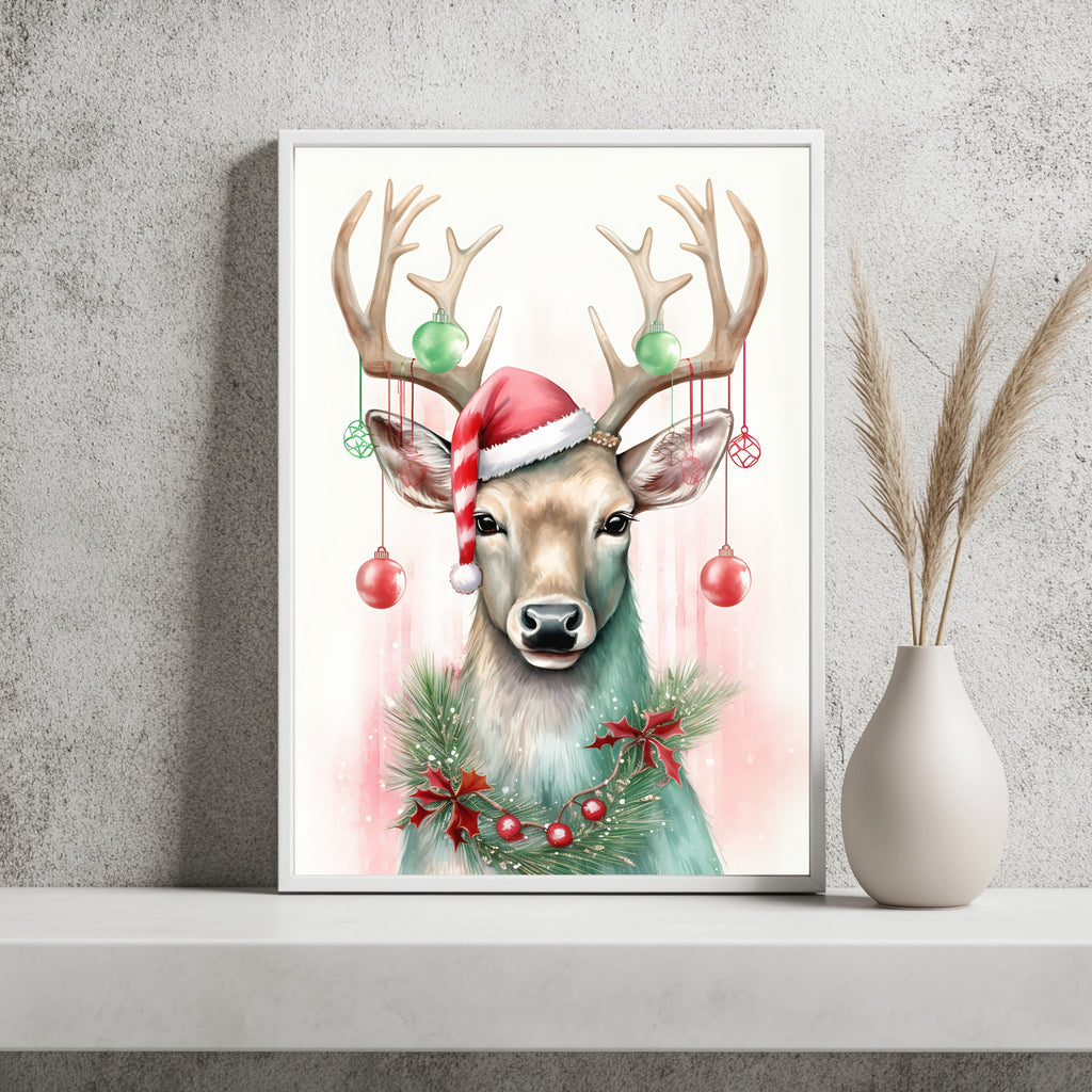 Weihnachtsrentier mit Schmuck Poster – Raumansicht 2