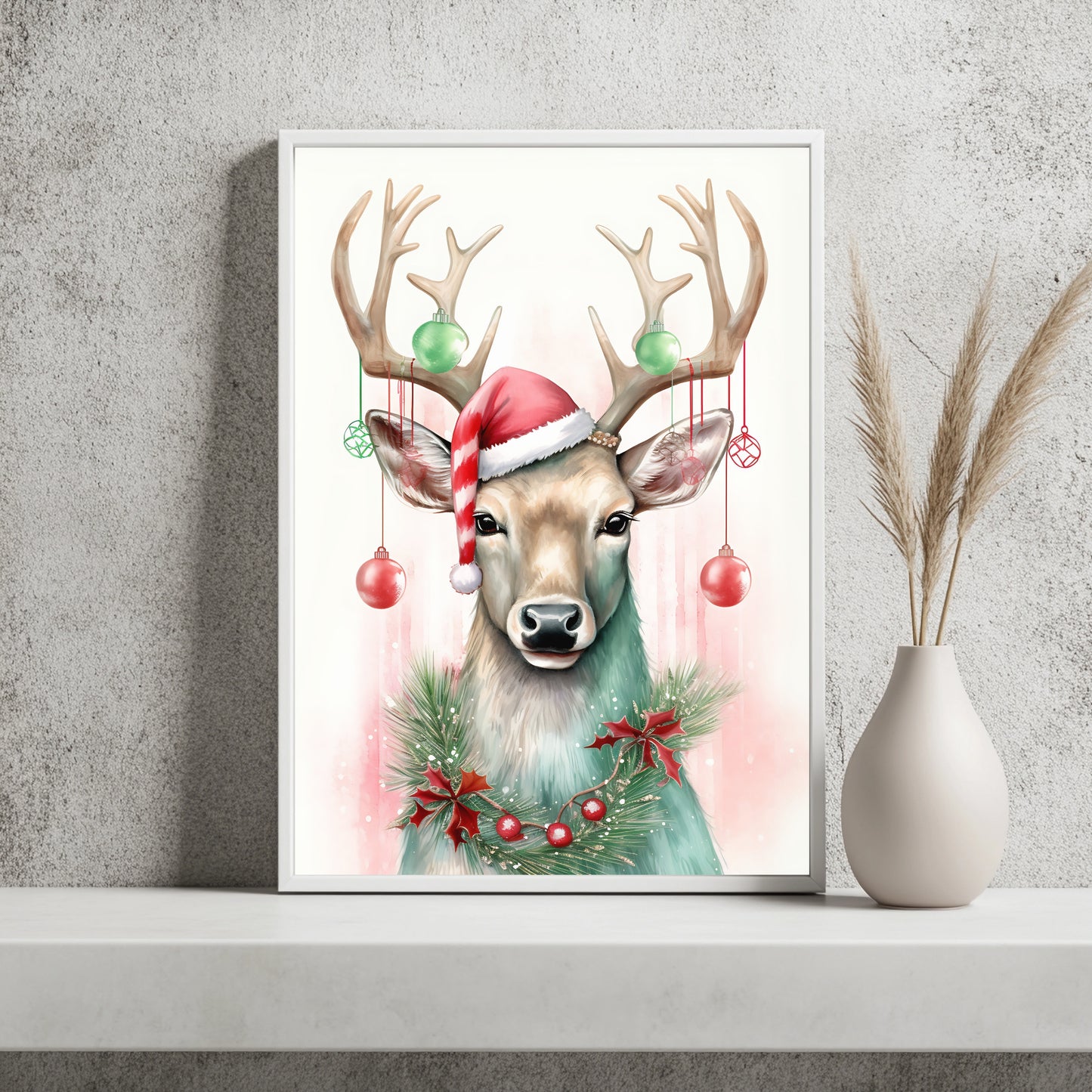 Weihnachtsrentier mit Schmuck Poster – Raumansicht 2