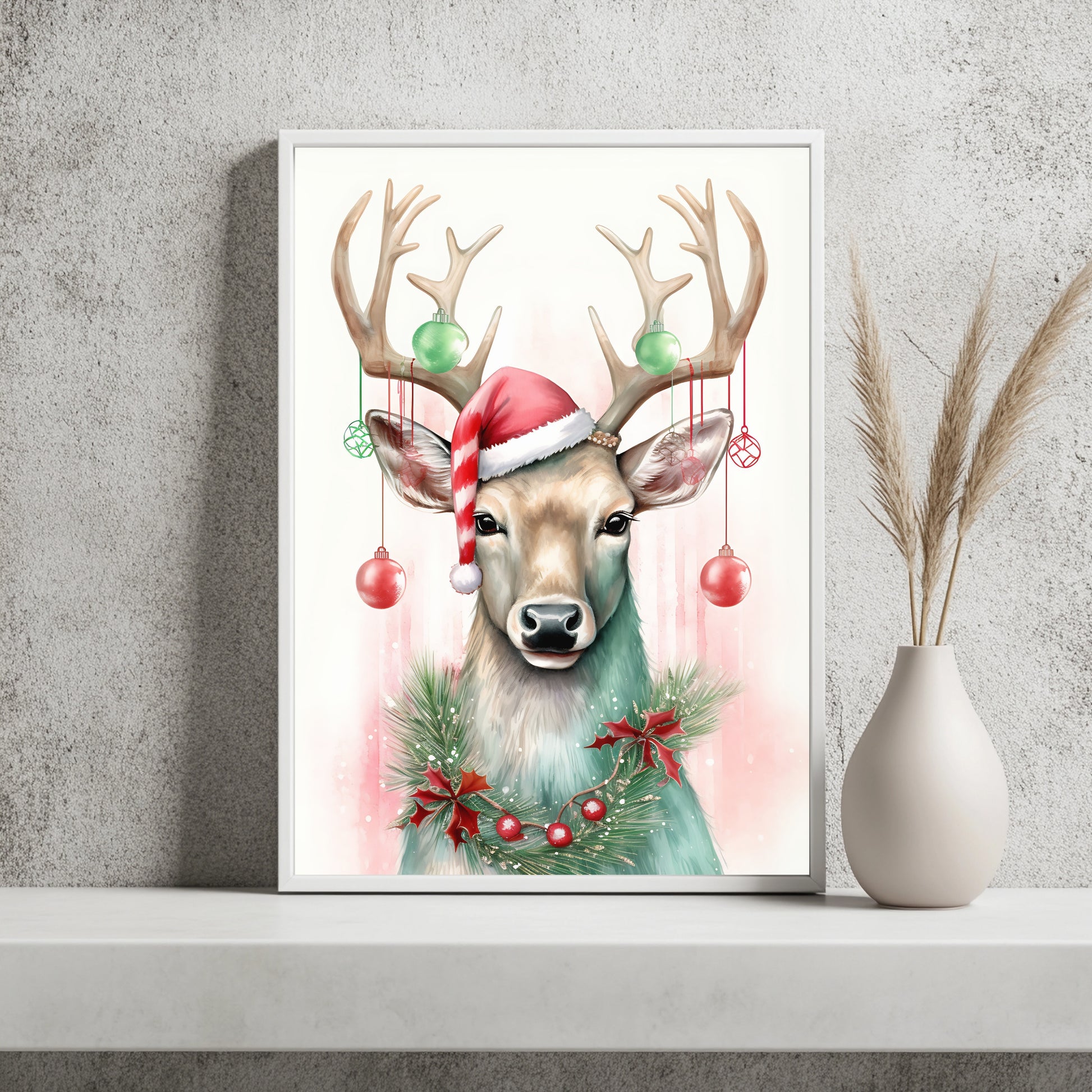 Weihnachtsrentier mit Schmuck Poster – Raumansicht 2