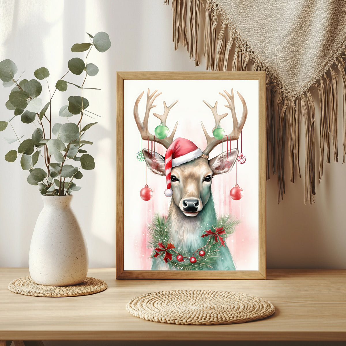 Weihnachtsrentier mit Schmuck Poster – Raumansicht 3