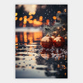 Rote Weihnachtskugeln am Wasser Poster – Freisteller