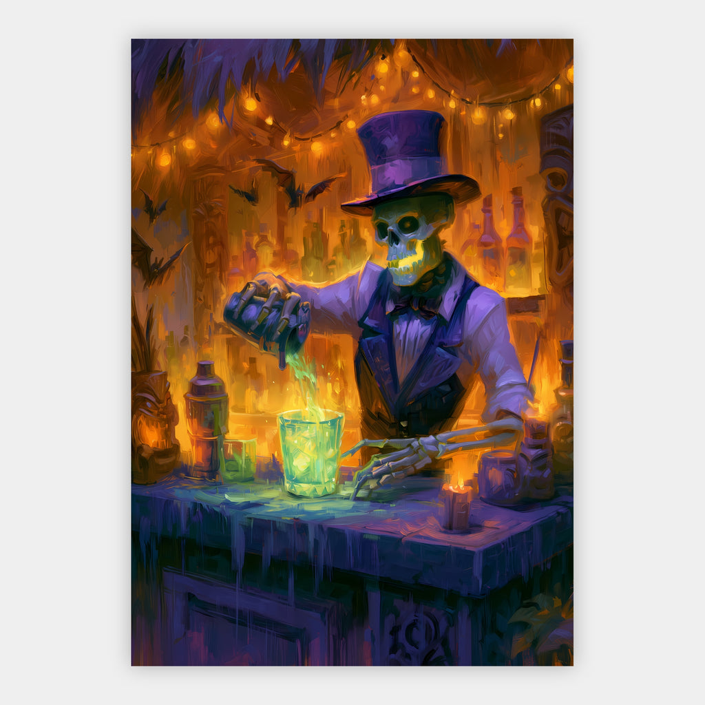 Skelett als Barkeeper Poster – Freisteller