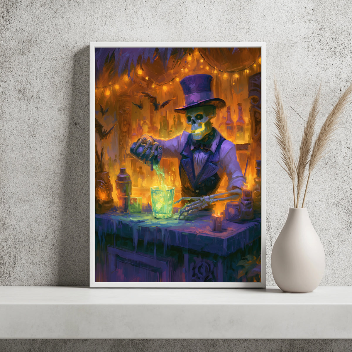 Skelett als Barkeeper Poster – Raumansicht 2