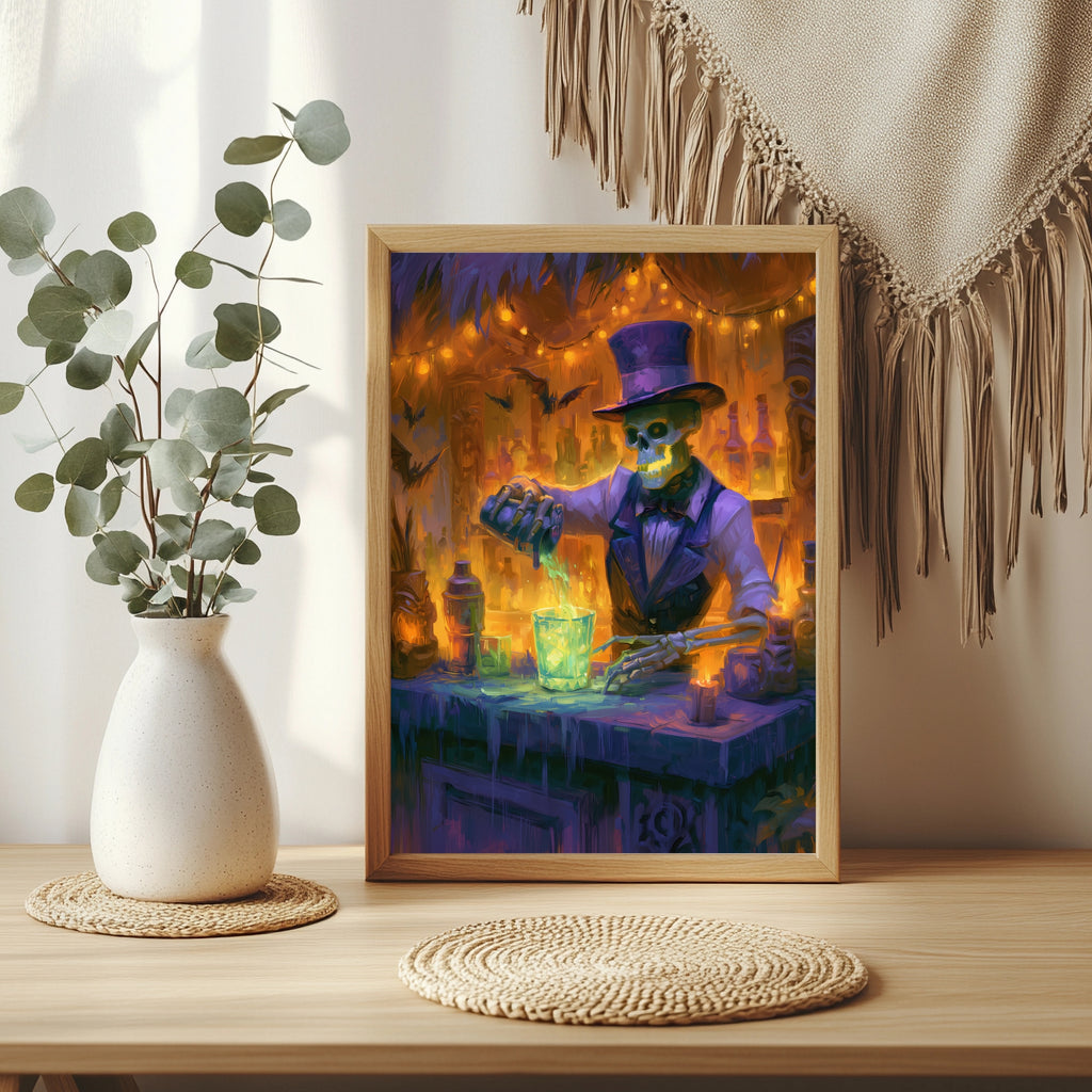 Skelett als Barkeeper Poster – Raumansicht 3