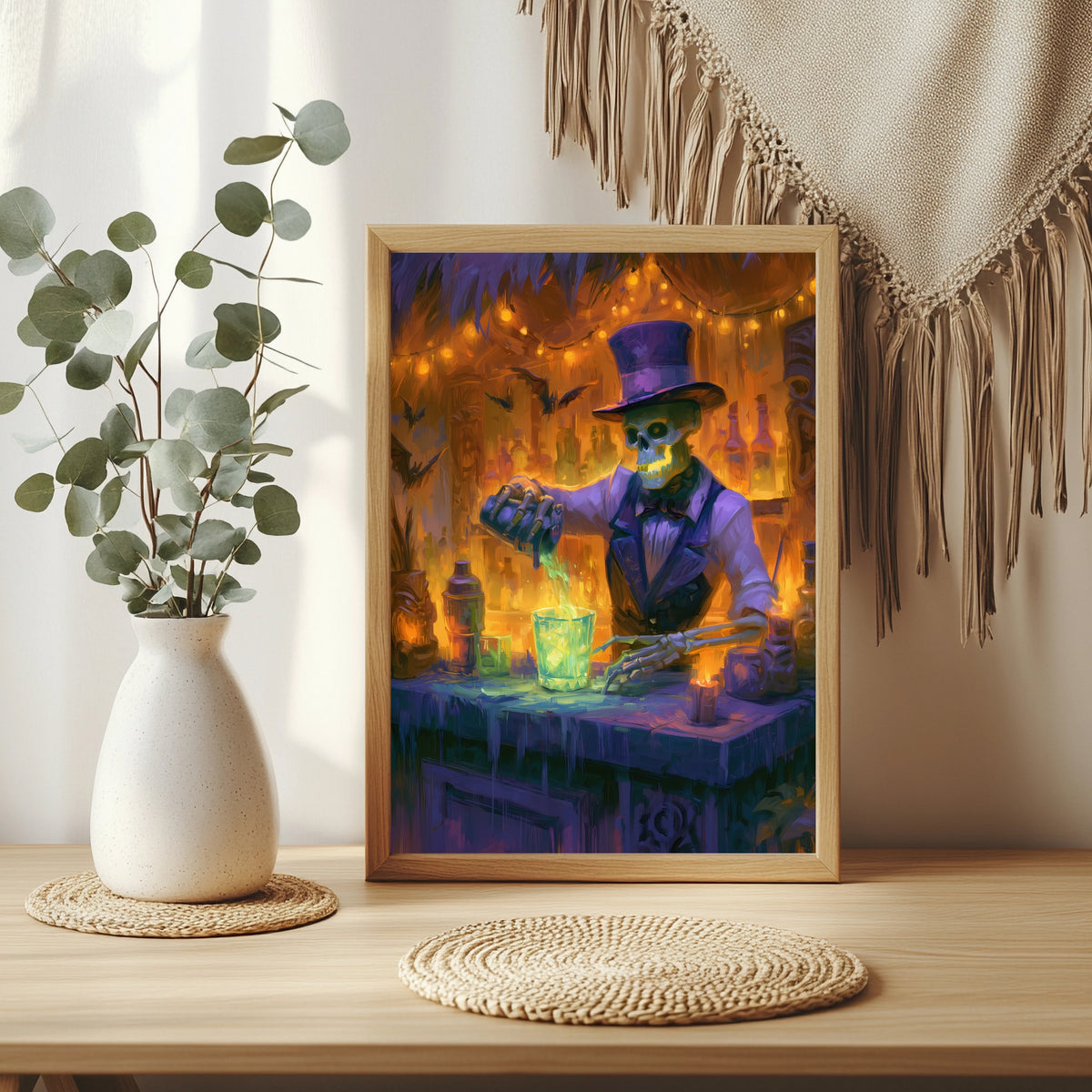 Skelett als Barkeeper Poster – Raumansicht 3
