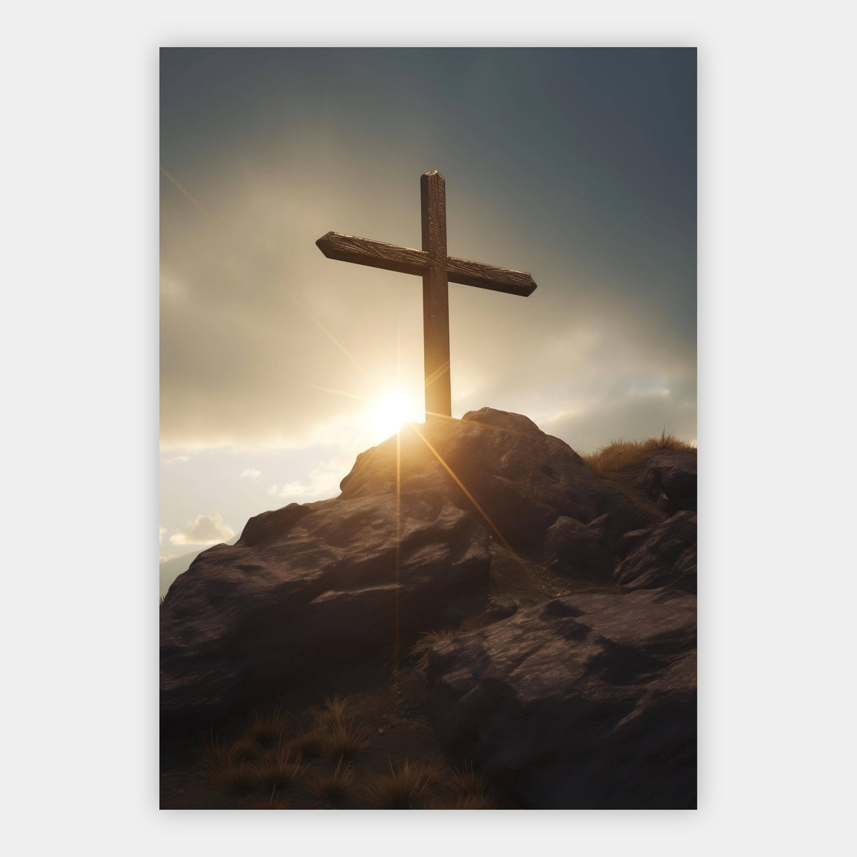 Kreuz auf dem Felsen Poster – Freisteller