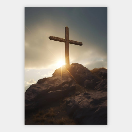 Kreuz auf dem Felsen Poster – Freisteller