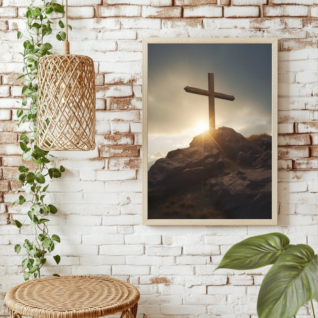 Kreuz auf dem Felsen Poster – Raumansicht 1