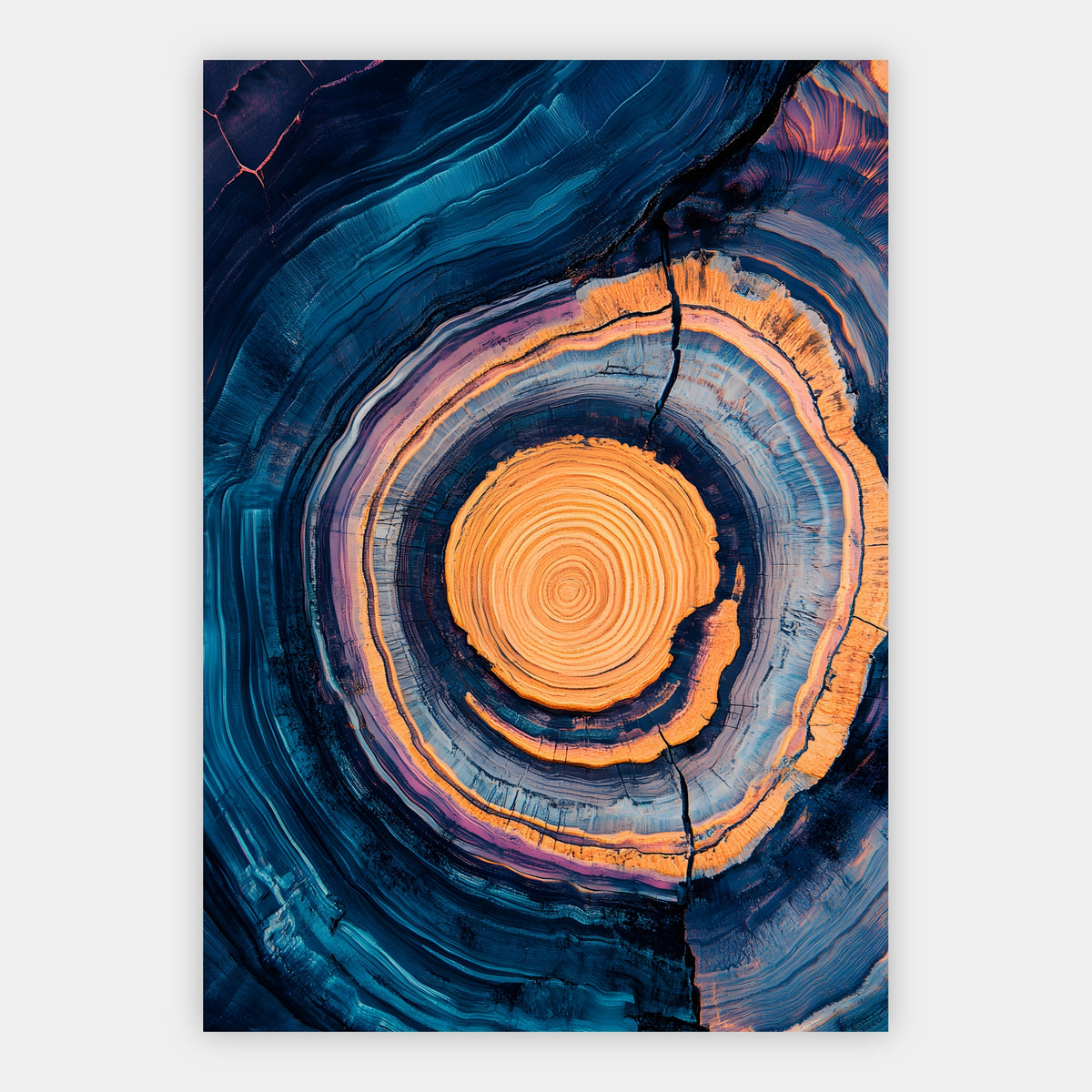 Baumringe in Blau und Orange Poster – Freisteller