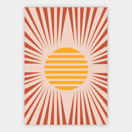 Grafische Sonne mit Strahlen Poster – Freisteller