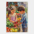 Kinder am Obststand Poster – Freisteller