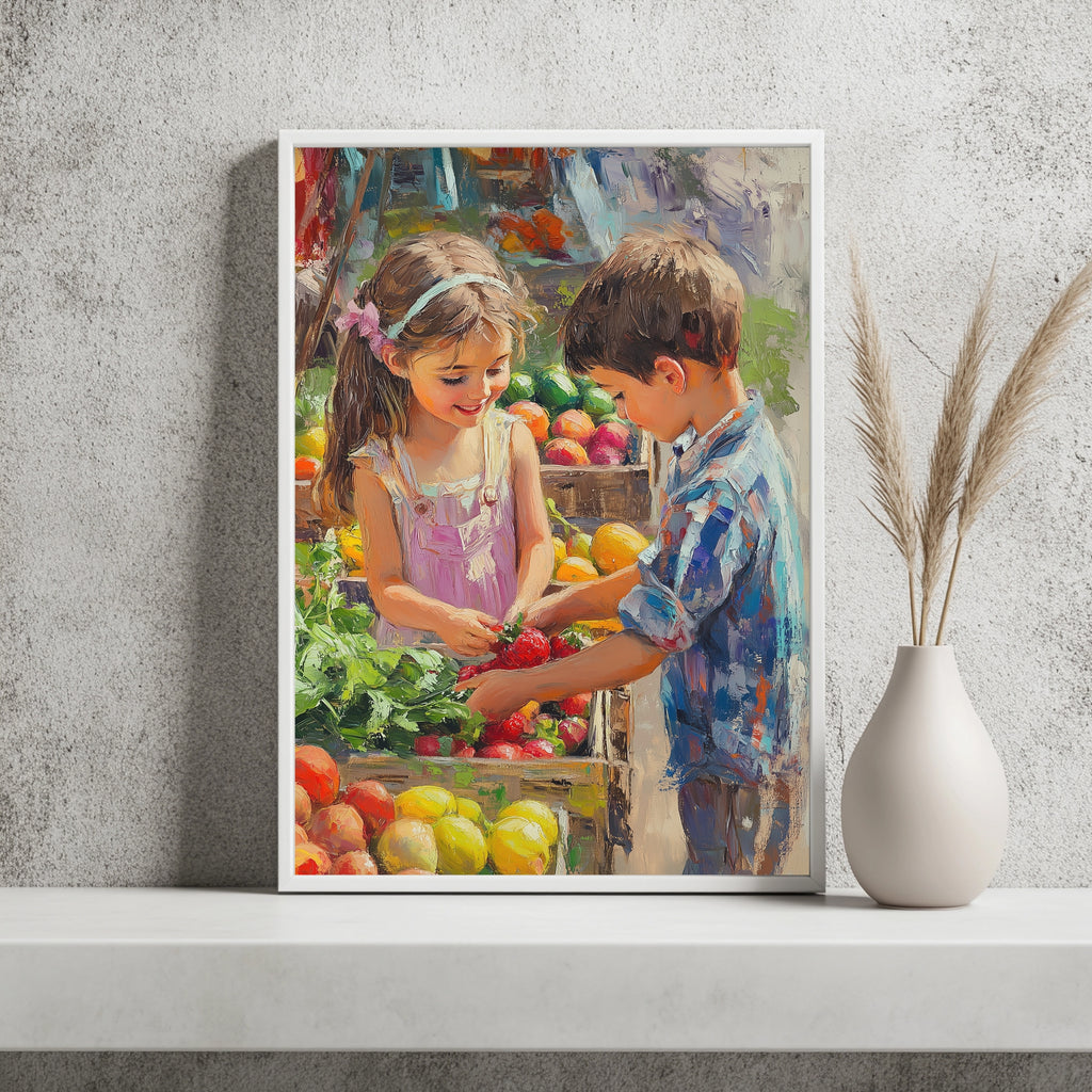 Kinder am Obststand Poster – Raumansicht 2