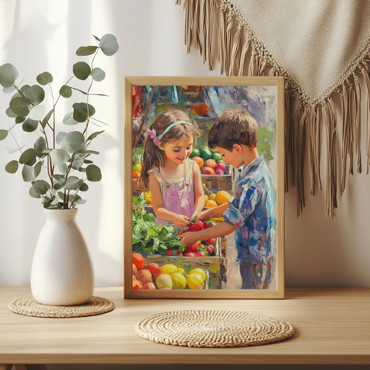 Kinder am Obststand Poster – Raumansicht 3