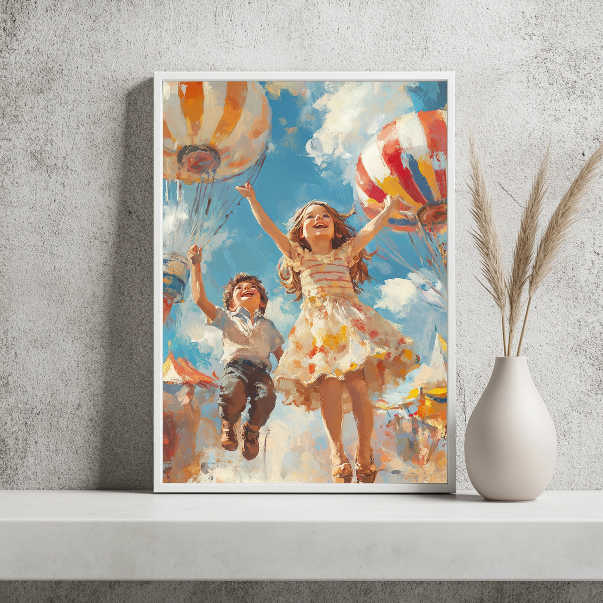 Kinder unter Heißluftballons Poster – Raumansicht 2