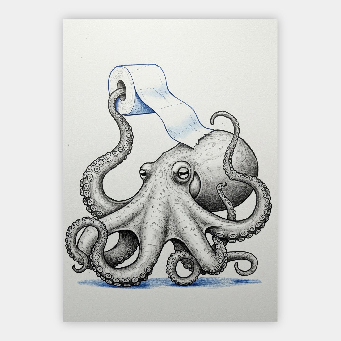 Oktopus mit Toilettenpapier Poster – Freisteller