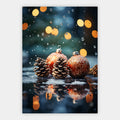 Christbaumkugeln zwischen Tannenzapfen Poster – Freisteller