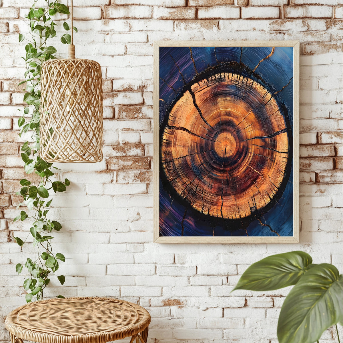 Baumringe mit blauem Rand Poster – Raumansicht 1