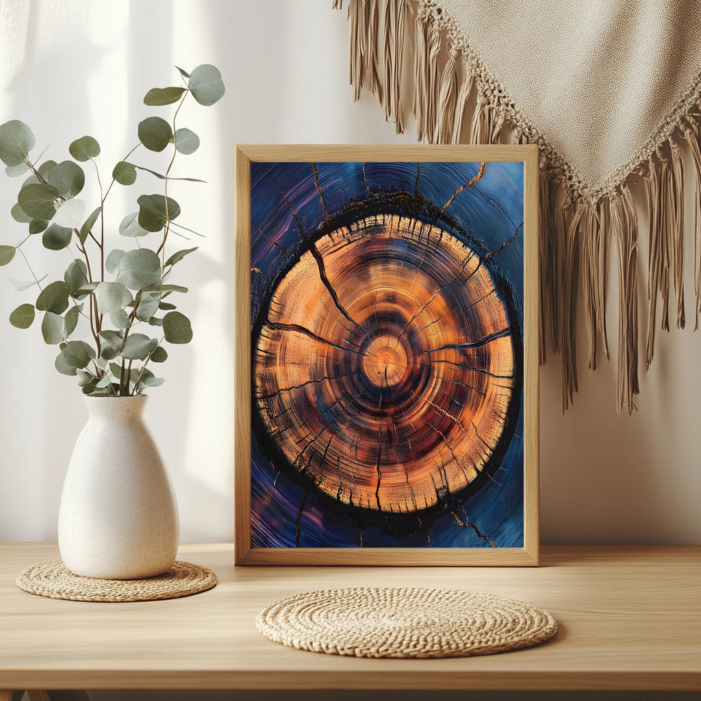 Baumringe mit blauem Rand Poster – Raumansicht 3