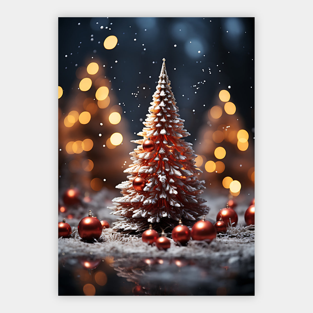 Weihnachtsbaum im Schneefall Poster – Freisteller