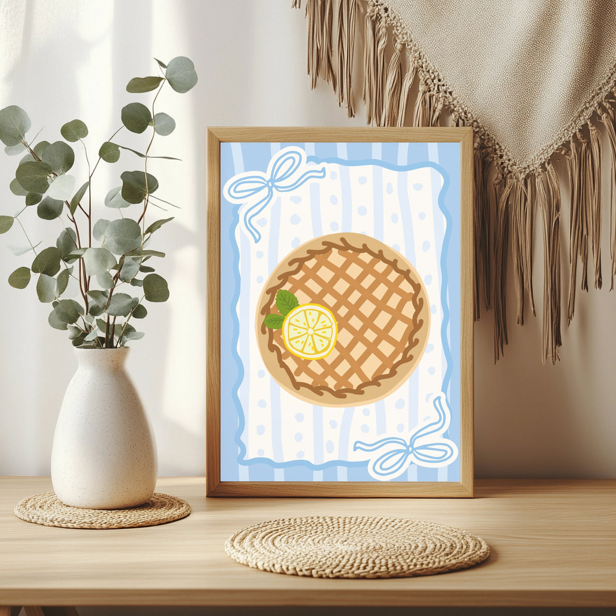 Zitronentarte im blau-weißen Rahmen Poster – Raumansicht 3
