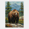 Braunbär vor Berglandschaft Poster – Freisteller