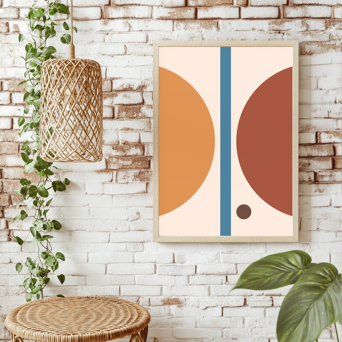 Geteilte Kreise in Orange und Braun Poster – Raumansicht 1