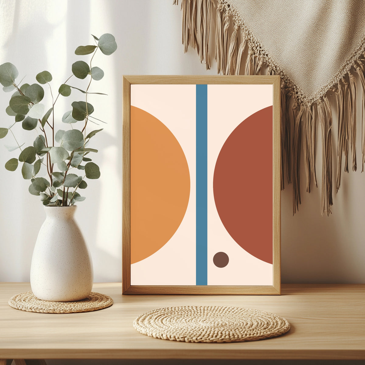 Geteilte Kreise in Orange und Braun Poster – Raumansicht 3