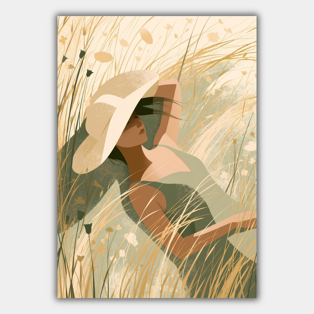 Frau Strohhut Minimalistisch Poster – Produktansicht 1