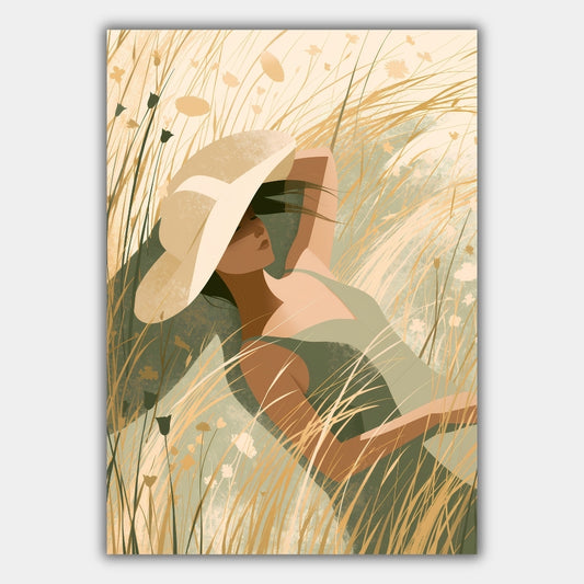 Frau Strohhut Minimalistisch Poster – Produktansicht 1