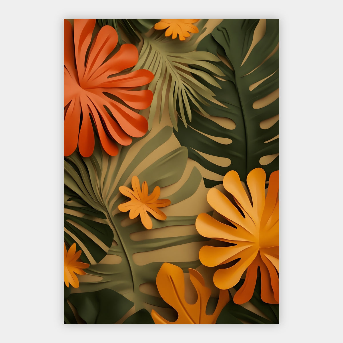 Tropische Blätter in Orange Poster – Freisteller