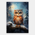Junge Eule im Schneefall Poster – Freisteller