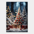 Weihnachtsbaum mit Geschenken im Schnee Poster – Freisteller