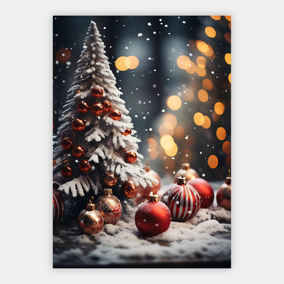 Weihnachtsbaum mit großen Kugeln Poster – Freisteller
