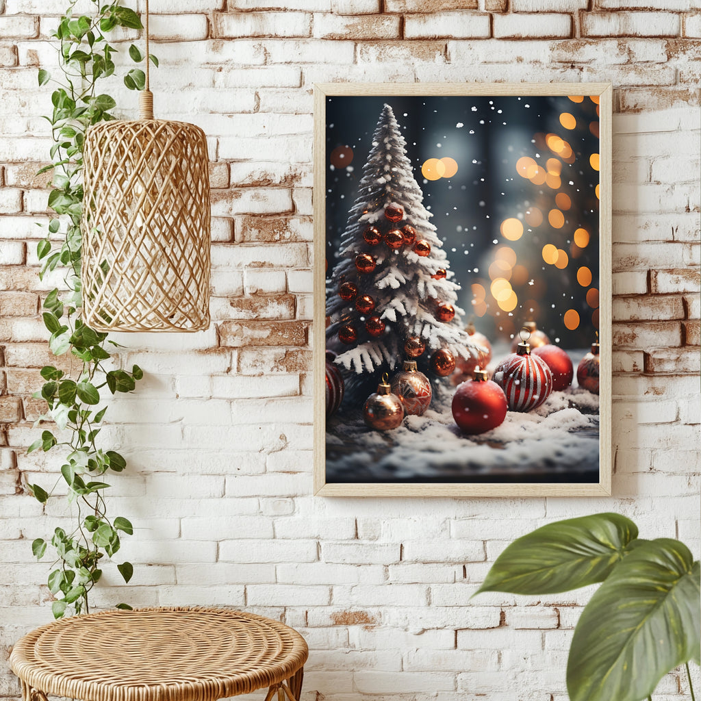 Weihnachtsbaum mit großen Kugeln Poster – Raumansicht 1
