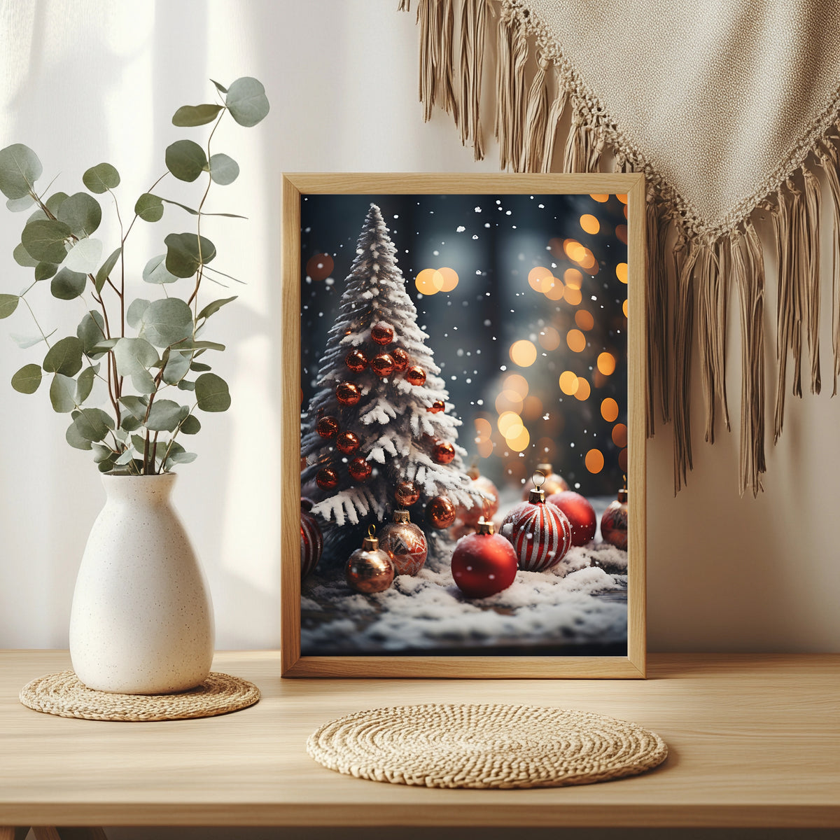 Weihnachtsbaum mit großen Kugeln Poster – Raumansicht 3
