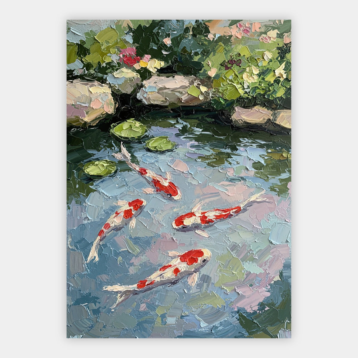 Koi im Seerosenteich Poster – Freisteller