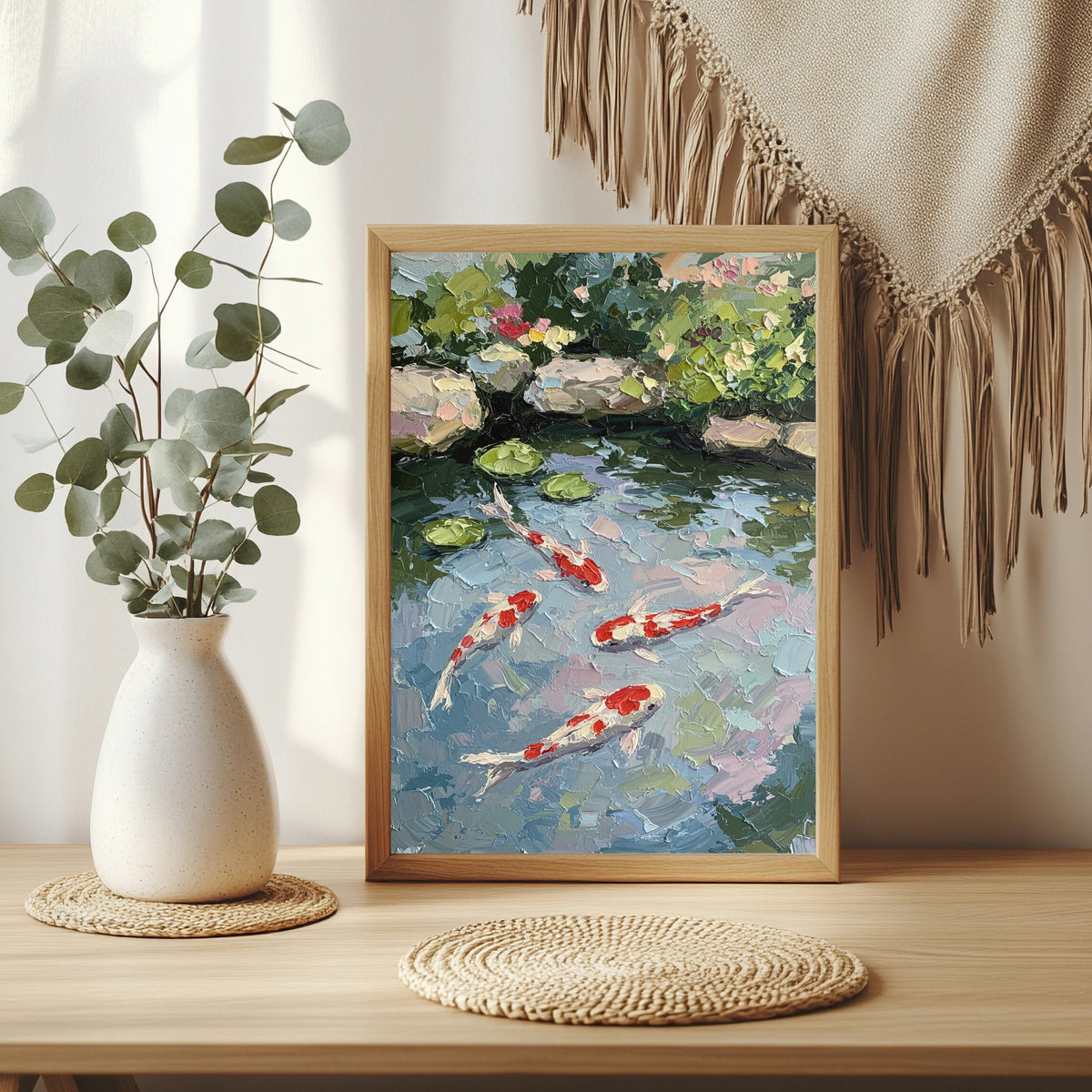 Koi im Seerosenteich Poster – Raumansicht 3