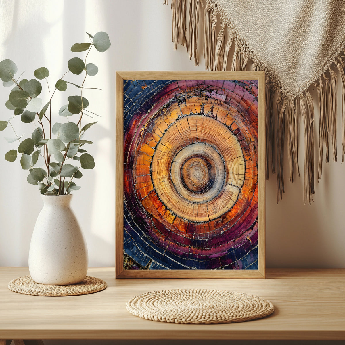 Baumringe in Orange und Violett Poster – Raumansicht 3