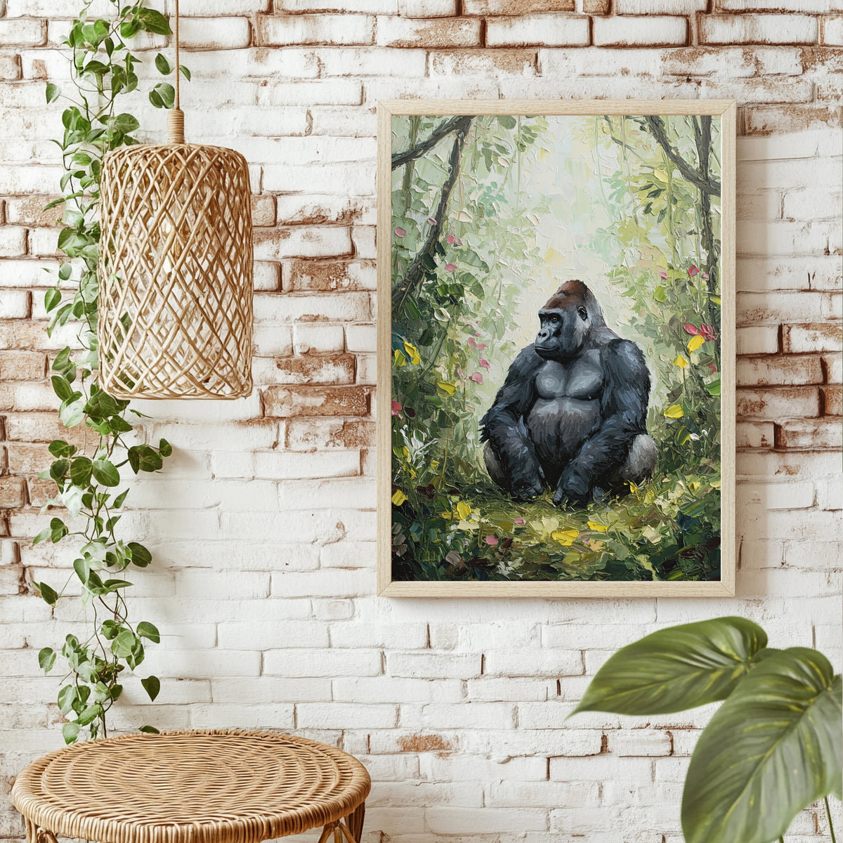 Gorilla im grünen Wald Poster – Raumansicht 1