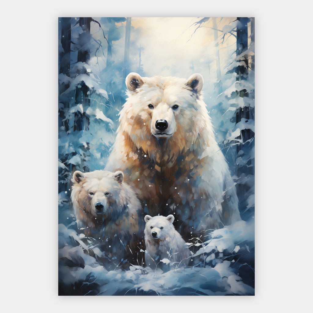 Eisbärenfamilie im Schnee Poster – Freisteller