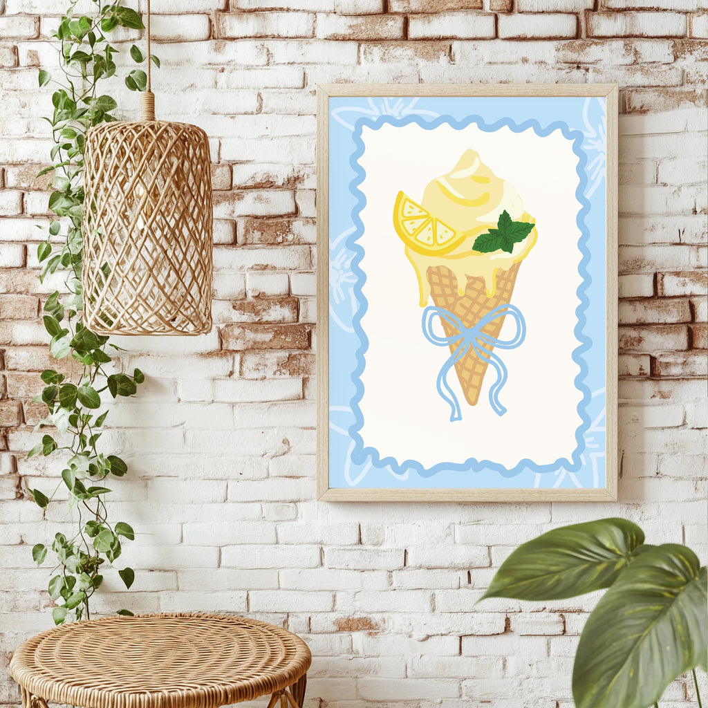 Zitroneneis in der Waffel Poster – Raumansicht 1