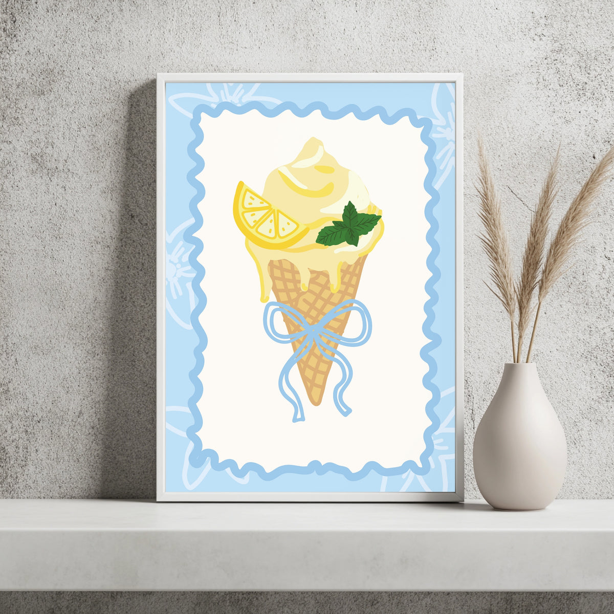 Zitroneneis in der Waffel Poster – Raumansicht 2