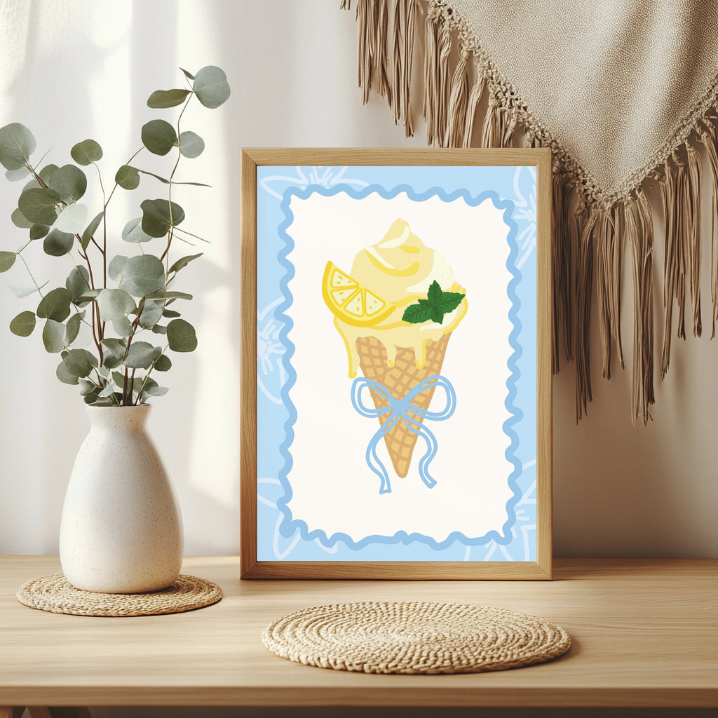 Zitroneneis in der Waffel Poster – Raumansicht 3